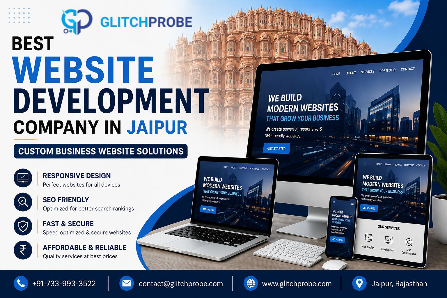 Professional web developers designing a responsive business website for a client